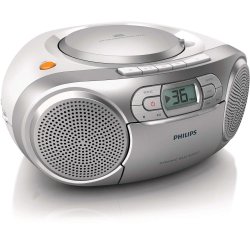 Philips AZ127/12 ghettoblaster med CD og kassetteb�nd - S�LV