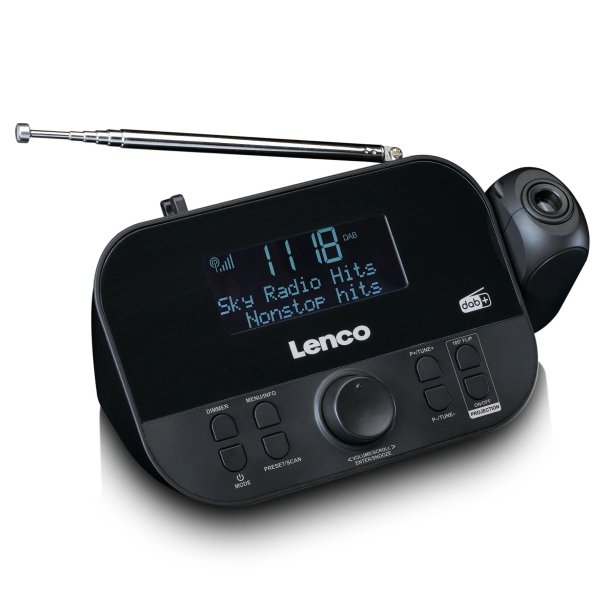 LENCO CR-615BK clockradio med DAB+ og projektion