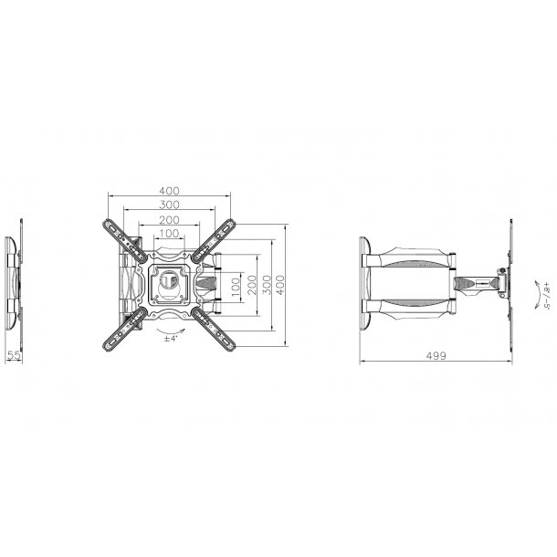 Harmony DB142 vgbeslag med udtrk og tilt