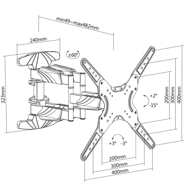 Harmony DB162 vgbeslag med udtrk og tilt