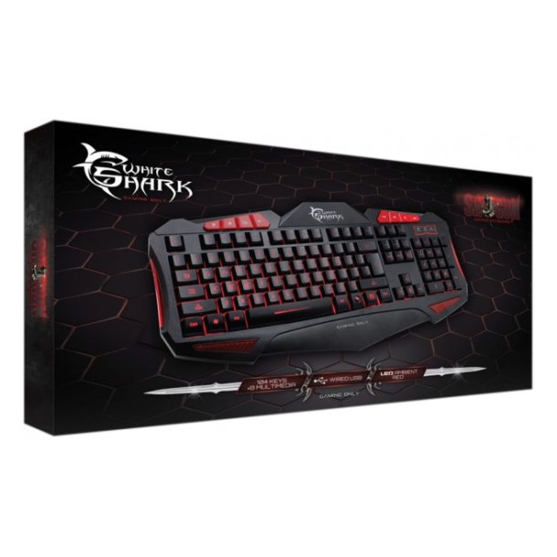 White Shark GK-1621R gamertastatur - RD/SORT