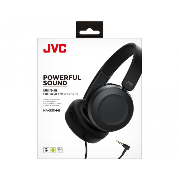 JVC HA-S31M-B on-ear hovedtelefon med fjernbetjening og mikrofon - SORT