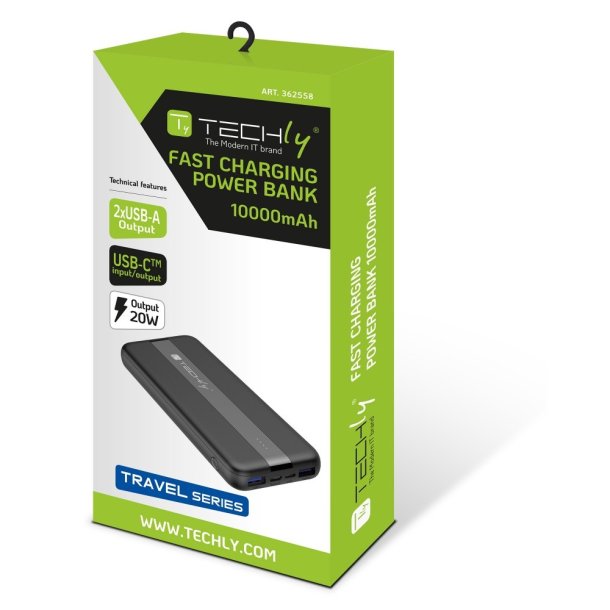 Techly I-CHARGE-1000020W powerbank med 10.000 mAh
