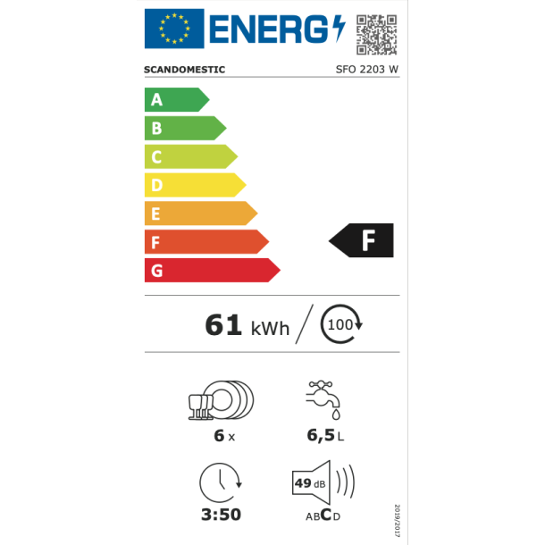 Scandomestic SFO 2203 W opvaskemaskine