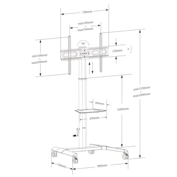 Techly ICA-TR228 TV-stander med hjdejustering