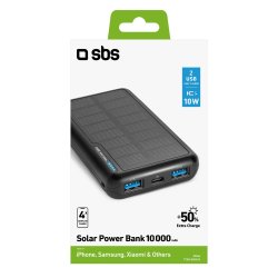 SBS TTBB10000SK Solcelle Powerbank med 10.000 mAH