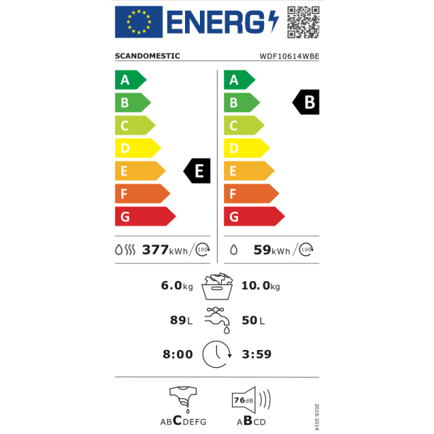 Scandomestic WDF10614WBE vaskemaskine