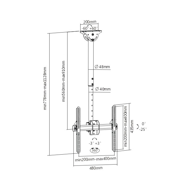 Techly loftbeslag 56-91 cm