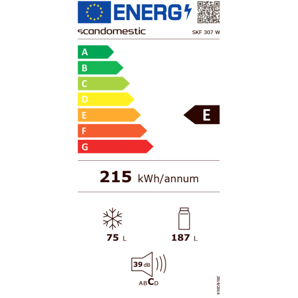 Scandomestic SKF 307 W K�le-fryseskab